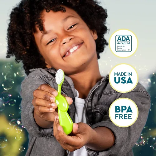 Vista 7 de RADIUS Kidz - Cepillo de dientes para niños de 6 años en adelante, sin BPA, aceptado por la ADA, diseñado para limpiar dientes y encías para niños