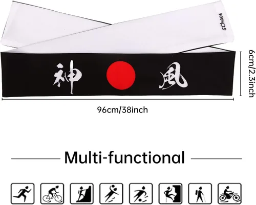 Vista 30 de Diadema reversible de guerrero, Bushido Hachimaki para karate, Halloween, sushi