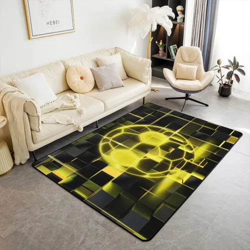 Vista 28 de Erosebridal Tapete de fútbol para interiores de 3 x 5 pulgadas, alfombra de fútbol neón para niños, adolescentes, hombres, brillantes, geométricas