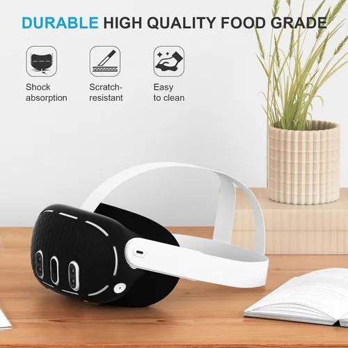 Vista 5 de VR Shell Cover for Quest 3, Silicone Front Headset Protector Cover Compatible with Quest 3 Accessories (Black)
