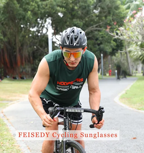 Vista 2 de FEISEDY Gafas de sol deportivas, escudo polarizado de gran tamaño para mujeres, hombres, jóvenes, béisbol, ciclismo, correr, al aire libre, visera