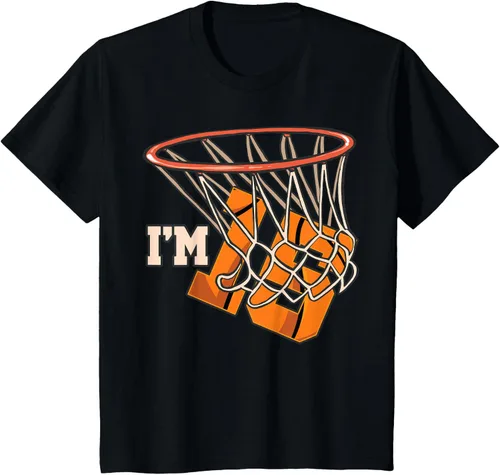 Vista 46 de Camiseta número 15 con temática de baloncesto para fiesta de cumpleaños, Negro, S