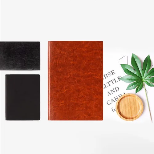 Vista 4 de Softcover Leather Notebook Business Notepad Travel Journal Ribbon 200 Pages Wide Lined 6 Colors Office Supplies leather notebook lined a6 a5 a4 pu