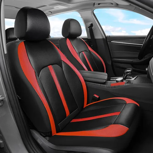 Vista 20 de Coverado Fundas universales de cuero para asientos delanteros, paquete de 2 fundas de asiento para SUV, camioneta, sedán, interior de vehículos