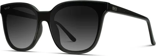 Vista 4 de WearMe Pro - Gafas de sol cuadradas de gran tamaño con lente de espejo completo para mujer