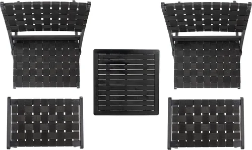 Vista 5 de SAFAVIEH Outdoor Collection PAT7078C - Juego de patio de madera de acacia de 5 piezas, color negro y negro Negro/Negro