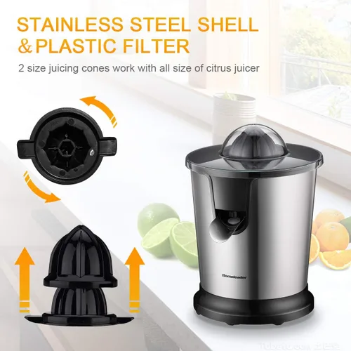 Vista 6 de Homeleader Exprimidor eléctrico de cítricos, exprimidor de limón con acero inoxidable, exprimidor naranja