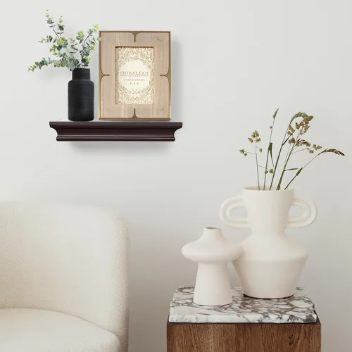 Vista 2 de AHDECOR - Estantes de pared flotantes tradicional de longitud múltiple., Marrón espresso, 12 pulgadas