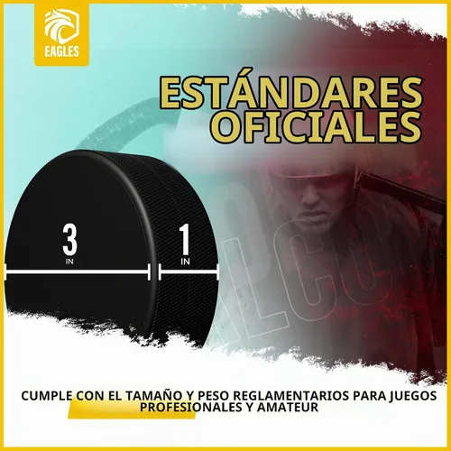 Vista 2 de EAGLES Ice Hockey Pucks 1, 2, 3, 6 or 50 Pack High Grade Pucks Official Regulation Weight & Size for Practice & Classic Training - 6 oz Diameter