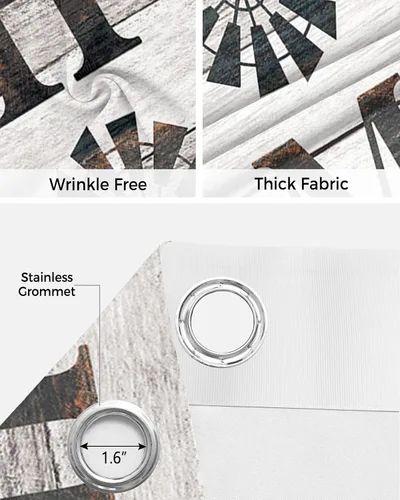 Vista 5 de BEMIGO Cortinas de puerta 100% opacas, molino de viento rústico, insonorizadas, aislamiento térmico, cortinas y cortinas para puerta temporal