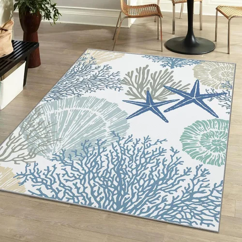 Vista 23 de Tritard Alfombra de área costera de 2 x 3 pulgadas - Pequeña alfombra plegable lavable a máquina, antideslizante, para entrada, alfombra de playa