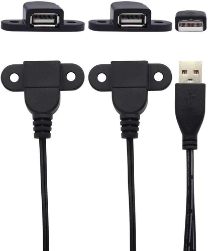 Vista 3 de Cable de extensión de carga USB 2.0 macho a doble hembra, mesita de noche para muebles, sofá, puerto de carga a bordo, cable de montaje en panel