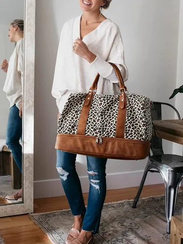 Vista 3 de Newshows Bolsa de viaje para mujer con manga para equipaje, marrón (Leopard-brown)), Newshows SM04V949