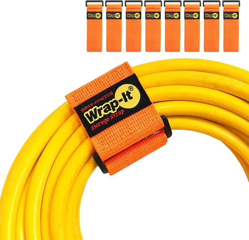 Vista 10 de Correas superelásticas Wrap-It Storage de 6 pulgadas (paquete de 12) – Correas elásticas de velcro – Organizador de cables de extensión, correa