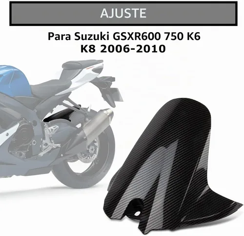Vista 2 de Guardabarros para rueda trasera con abrazadera de neumático para GSXR600 750 K6 K8 2006-2010 de fibra de carbono pintada
