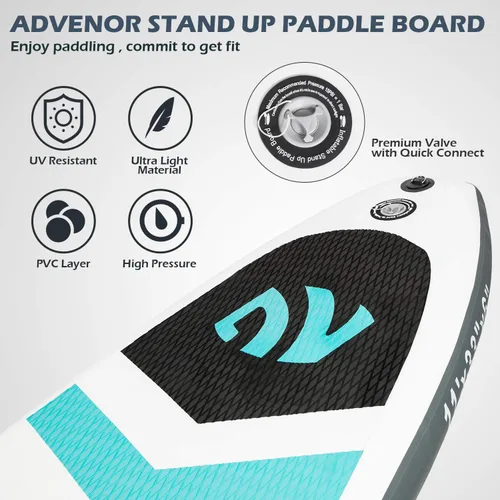 Vista 3 de Tabla de Paddle Board de 11' x 33" x 6" Extra Ancha Inflable Stand Up Paddle Board con Bomba de Mano, Correa, Pala Ajustable Para Versión Básica