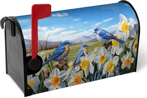 Vista 30 de Funda magnética para buzón patriótico de verano del 4 de julio, cubierta para buzón de bandera de Estados Unidos, diseño floral, Día