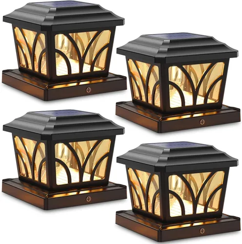 Vista 13 de SIEDiNLAR - Faroles solares para postes exteriores, de aluminio y vidrio, 2 modos, 20 lúmenes, bombillas LED Edison para postes de 4x4, 5x5, 6x6
