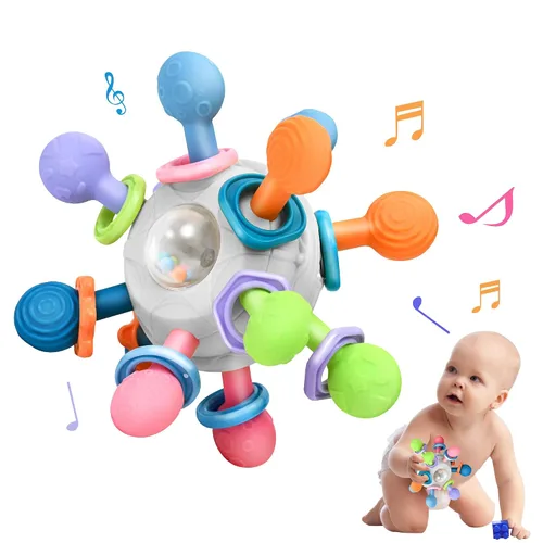 Vista 10 de Juguetes de dentición Montessori para bebés de 0-6 y 6-12 meses mordedores para bebés juguetes sensoriales para bebés de 0 3 6 9 12 18 meses
