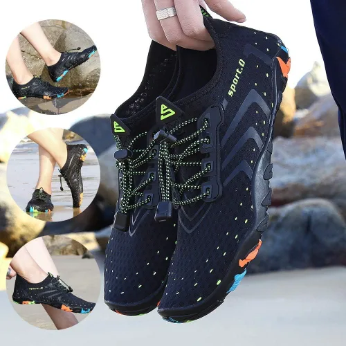 Vista 6 de Zapatos acuáticos para mujer y hombre, de secado rápido, calcetines acuáticos para natación, playa, surf, buceo, piscina, yoga, aeróbicos, deportes