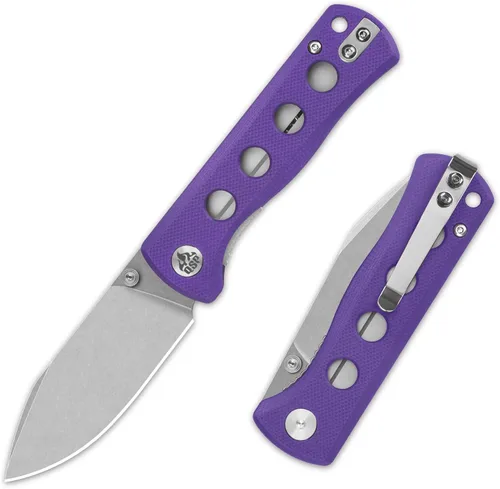 Vista 22 de QSP Canary Folder - Cuchillo plegable de bolsillo, hoja de 7.21 cm Sandvik 14C28N con acabado negro lavado a la piedra, mango G10 negro, bloqueo