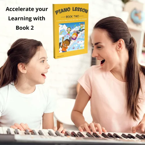 Vista 2 de QMG Piano Lessons Book 2: A Complete guide for Kids and Beginners; Color Coded Staff Notes; Designed and Printed in USA