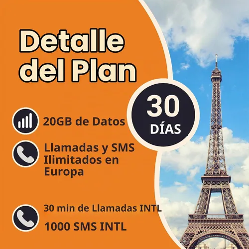 Vista 2 de Orange Holiday Europe Prepaid Sim 20GB Internet Data 30 días de uso Se permite la conexión de datos 30 minutos y 200 SMS de Europa a cualquier