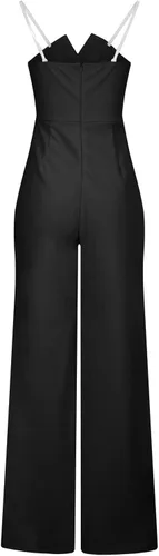 Vista 6 de ZSDVBZS Overol sexy para mujer, con hombros descubiertos, casual, sin tirantes, pantalones de pierna ancha, elegante, cuello en V, trajes de una