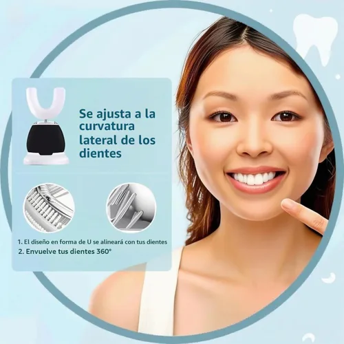 Vista 3 de Cepillo de dientes auto ultrasónico en forma de U automático 360 con luz azul que blanquea para los adultos