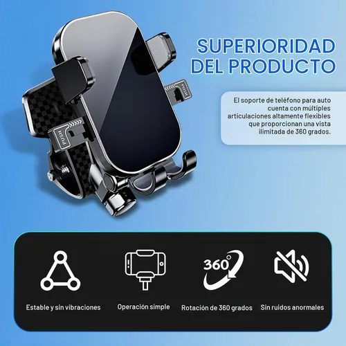 Vista 4 de Soporte universal para teléfono de automóvil, soporte de teléfono celular para salpicadero para tu automóvil, giratorio de 360 grados