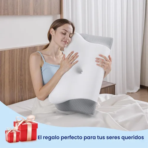 Vista 8 de Almohada cervical de espuma viscoelástica para el cuello - Almohada cervical ergonómica contorneada para durmientes laterales, de espalda y sobre