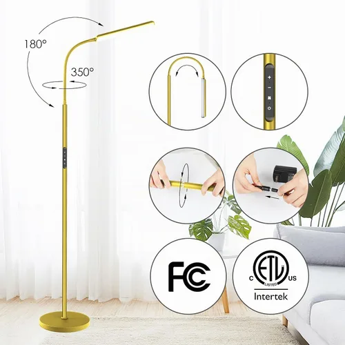 Vista 6 de Dimunt Lámpara de pie LED, ajustable sin escalones 3000K-6000K colores Dorado