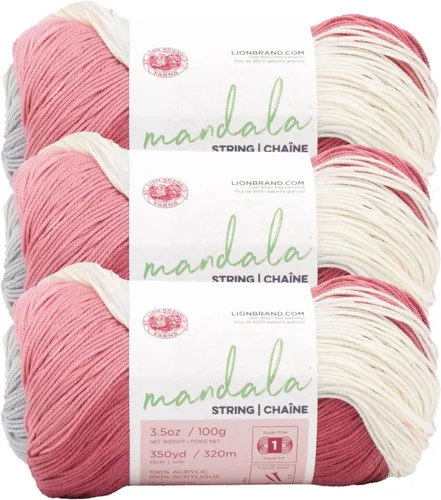 Vista 22 de Lion Brand Yarn Hilo Mandala String, Hilo Fingering para Tejer y Crochet, Acoustic, 1 Paquete