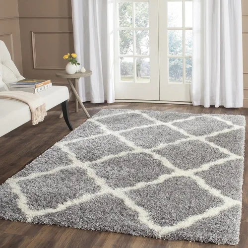 Vista 15 de SAFAVIEH Colección Montreal Shag SGM866C Trellis que no desprende pelusa para sala de estar, dormitorio, comedor y entrada, alfombra decorativa