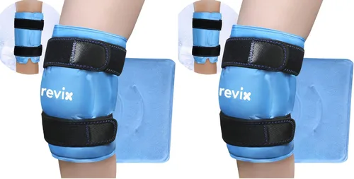 Vista 9 de REVIX Paquete de hielo XL para recuperación de reemplazo de rodilla, envoltura de hielo con compresión fría para molestias y fatiga, paquete frío