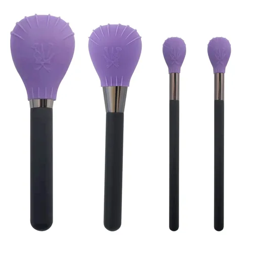 Vista 6 de LORMAY 4 fundas de silicona para brochas de maquillaje, burbujas de cepillo para proteger las cerdas de ser aplastadas y mantener la bolsa