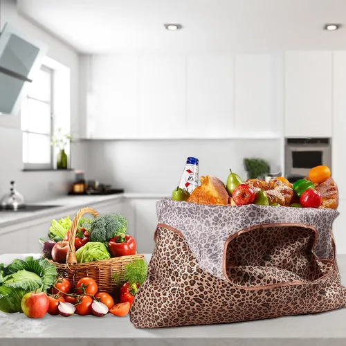 Vista 3 de BEEFLYING Bolsas de comestibles plegables, de nailon, ecológicas y reutilizables, impermeables, bolsas de la compra plegables