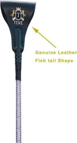Vista 4 de T TEKE 26" TWINKLE Ecuestre Whips, Cultivo de equitación con mango de golf, eje reflejo y slapper de cuero genuino de cola de pez