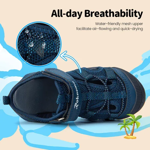Vista 3 de Roknemo Sandalias ligeras para niños y niñas, zapatos de agua para niños y niñas, para verano, atléticas, deportivas, para exteriores, playa