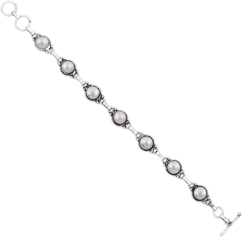Vista 15 de Round Shape Natural & Synthetic Gemstones Silver Plated Bracelets for Women - Vintage Bohemian Style Handmade Birthstone Adjustable Link Bracelet