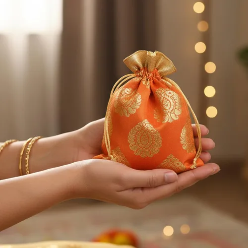 Vista 8 de Touchstone Preciosas bolsas de envoltura de regalos reutilizables, ecológicas, grandes con cordón, estampado de hojas de ficus para cumpleaños