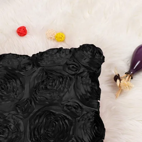 Vista 8 de PiccoCasa 2 fundas de almohada con diseño de flores 3D, románticas fundas de cojín decorativas de satén, funda de almohada con rosas estéreas