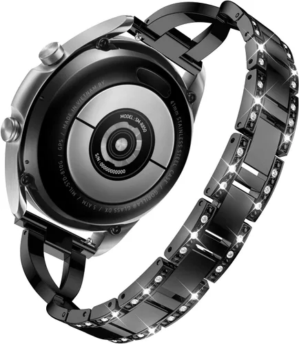 Vista 2 de Correas de repuesto para Samsung Galaxy Watch 3 de 1.772 in SM-R840 para mujeres y hombres, 0.866 pulgadas de liberación rápida de acero inoxidable