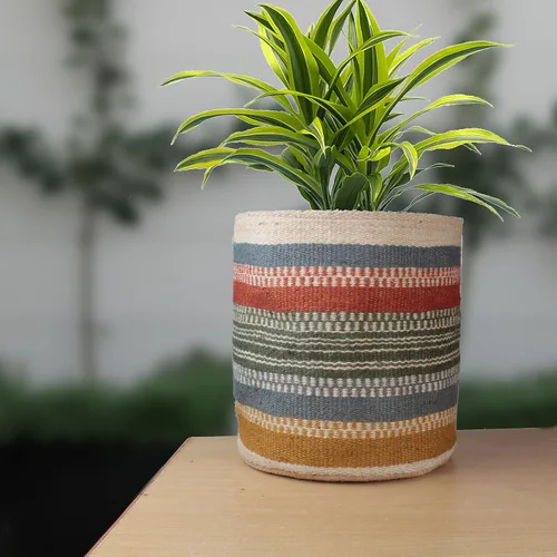 Vista 11 de Cesta de Maceta de Yute Resistente, Cesta Tejida Moderna, Maceta para Flores, Maceteros de Interior para Suelo, Cesta Organizadora de Almacenamiento