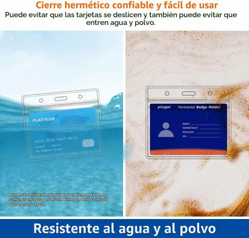 Vista 6 de Paquete de 10 portatarjetas de identificación horizontal, portatarjetas de plástico transparente, funda protectora para identificación de trabajo