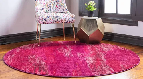 Vista 2 de Unique Loom Jardin Collection - Alfombra para múltiples áreas, abstracta, vibrante., Polipropileno, Rosado