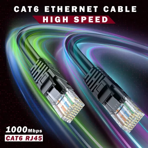 Vista 5 de Maximm Cable Ethernet Cat 6 de 30 pies, cobre 100% puro, cable LAN Cat6, cable de Internet, cable de conexión y cable de red, UTP (negro) de 30 pies