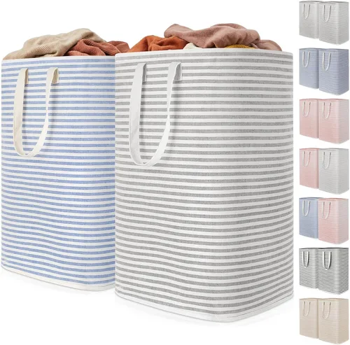 Vista 31 de Lifewit 75L x 2 Pack Collapsible Laundry Hamper Large,Tall Foldable Dirty Clothes Baskets Waterproof, Freestanding Double Bags with Easy Carry