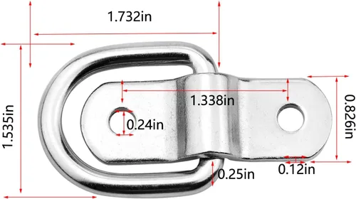 Vista 11 de Anclaje de amarre con anilla en D de 1/4 de pulgada para montaje en superficie resistente, anillos de amarre para montaje en piso, 2400 libras
