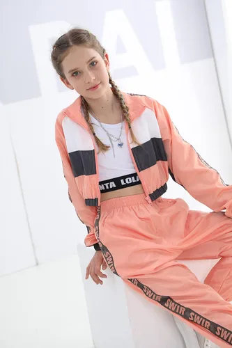 Vista 2 de Conjunto de ropa de baile para niñas, disfraz moderno de equipo de jazz de hip hop, conjuntos de ropa de baile para niñas